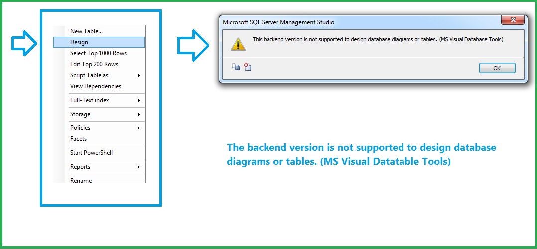 Error- Backend Version Not Supported - SQL Server Management Studio