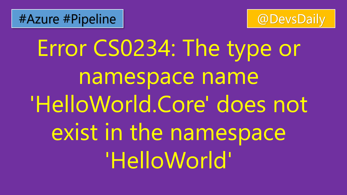 Error CS0234: The type or namespace name ‘HelloWorld.Core’ does not exist in the namespace ‘HelloWorld’