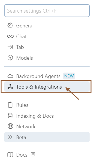 Cursor > Settings > Tools & Integrations
