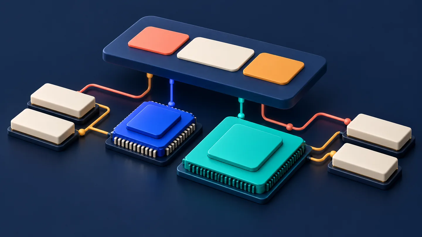 Conceptual AI system with application, CPU, accelerator, and memory as separate components.