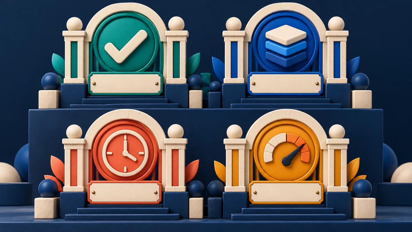 Four decision gates symbolizing correctness, memory fit, latency, and useful cost.